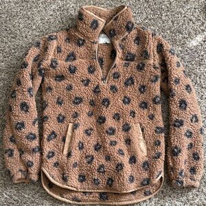 Abercrombie & Fitch Brown Sherpa Pullover Half Zip Up